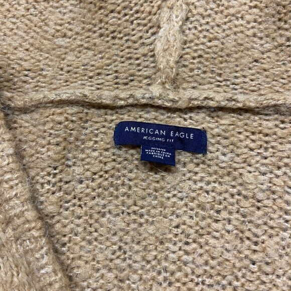 American Eagle Jeggin Fit Brown Tan Hooded Sweater Women's Size Medium - Picture 9 of 9